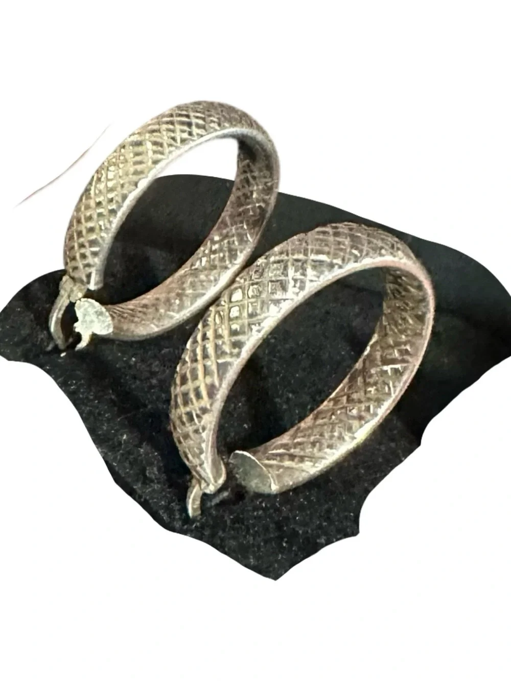 Silver-Tone Textured Hoop Earrings - Silver
